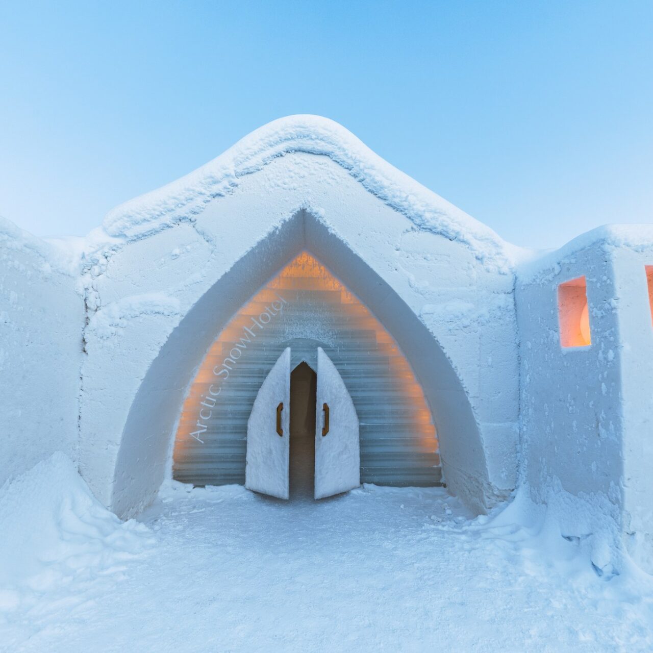 The main entrance of Arctic SnowHotel.
