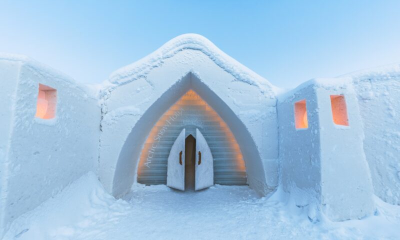 The main entrance of Arctic SnowHotel.